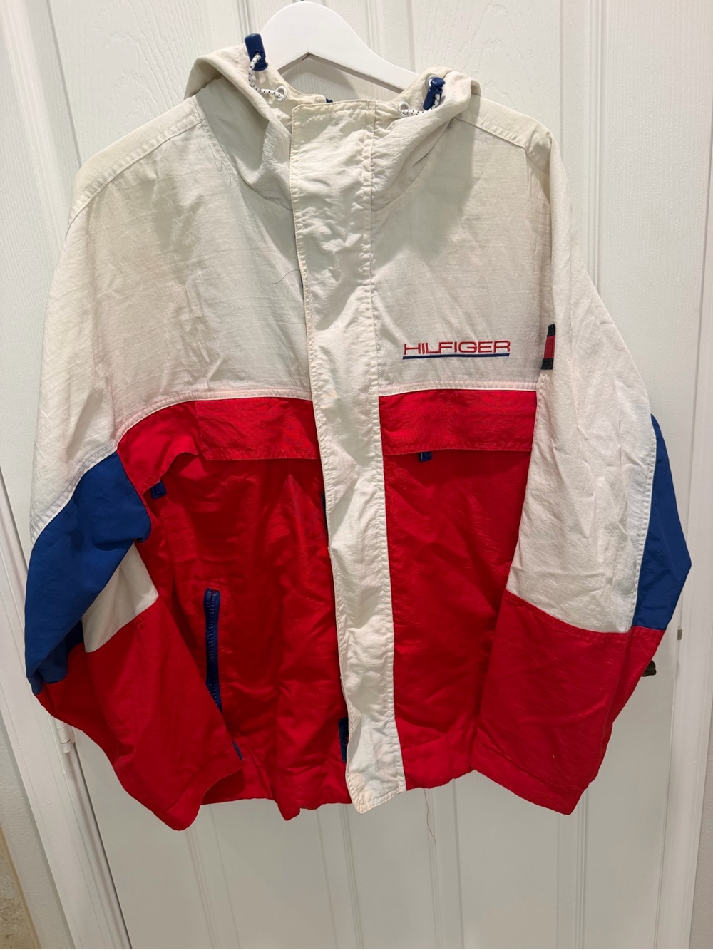 Vintage Tommy Hilfiger Colorblock Sailing Jacket Hooded Windbreaker medium
